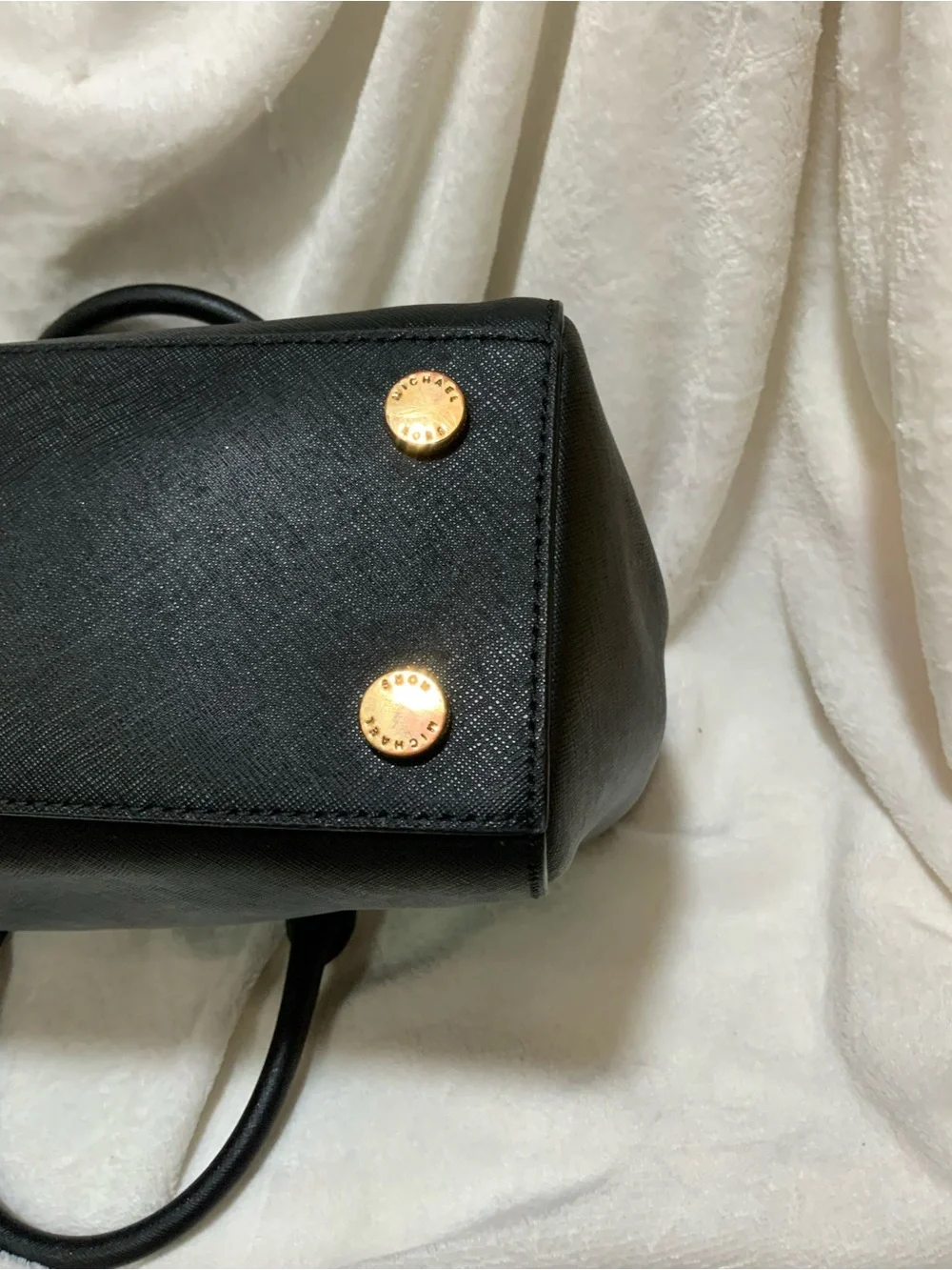 Michael Kors Black Saffiano Leather Satchel with Gold Hardware